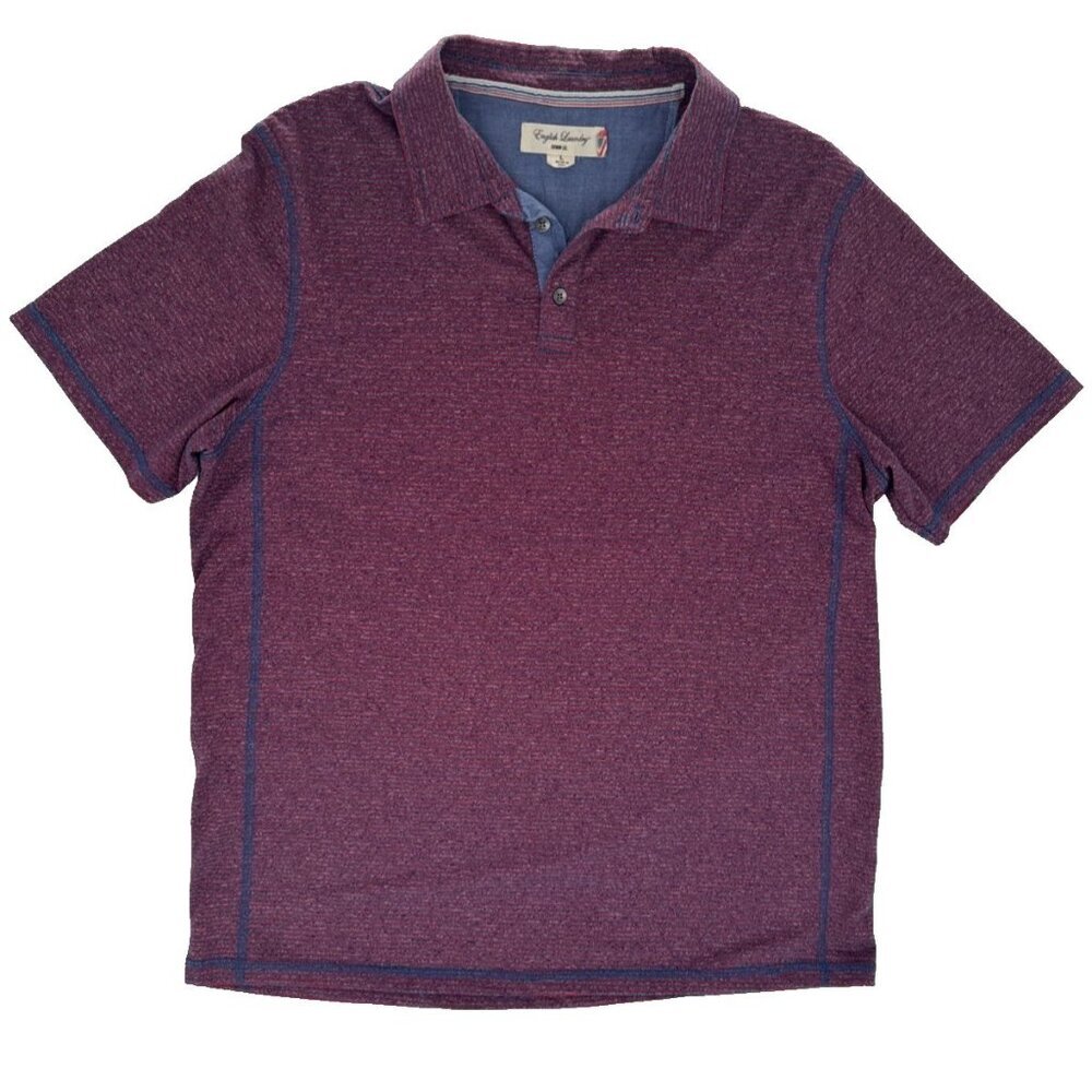 English Laundry, Mens Golf Shirt, Short Sleeve, Red & Blue Stripes, 100% Cotton